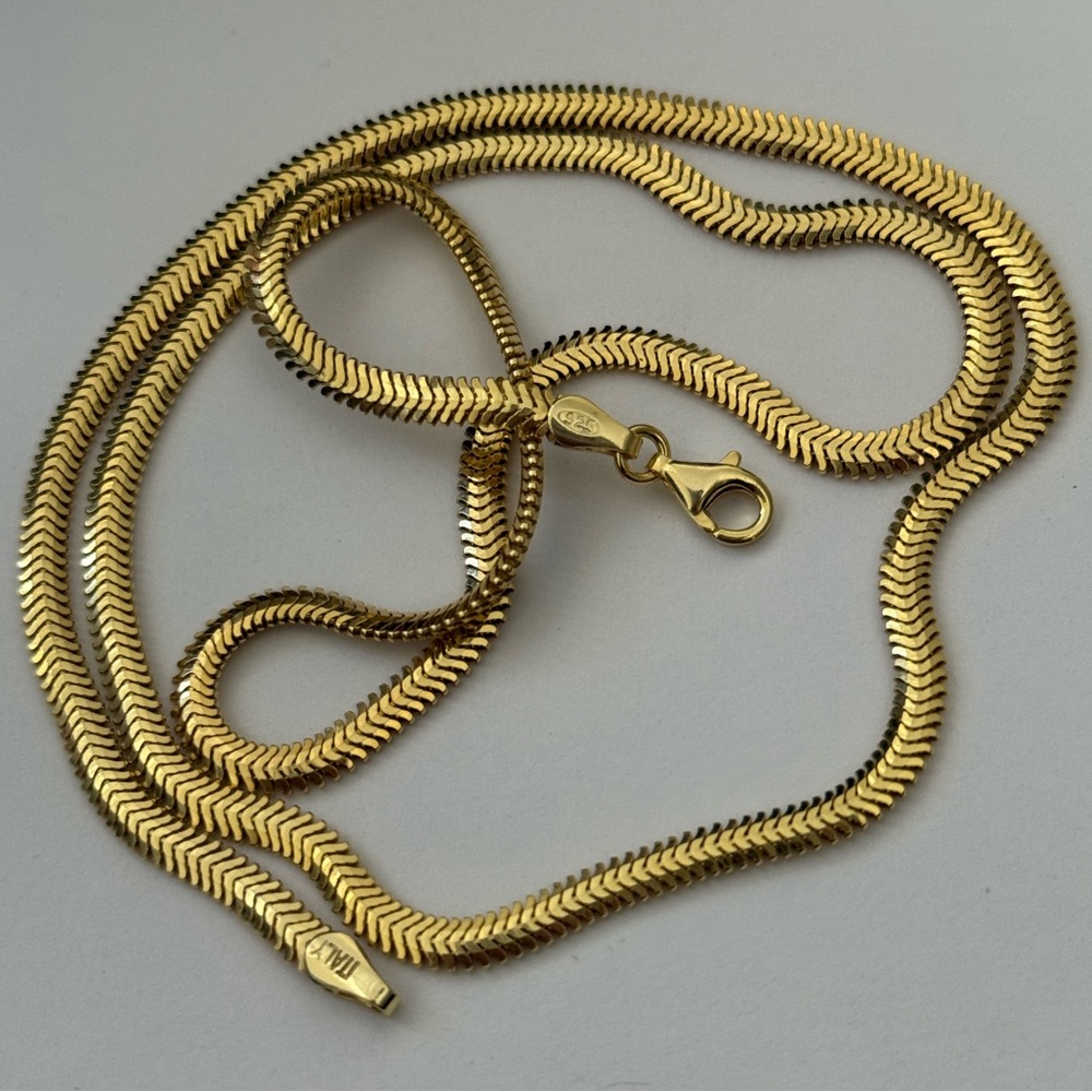 925 Silver 19.75” 3mm necklace snake italy italian chain 18k yellow gold plated